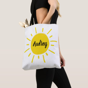 Bolsa Tote Saco de livro amarelo lunático pintado luz do sol