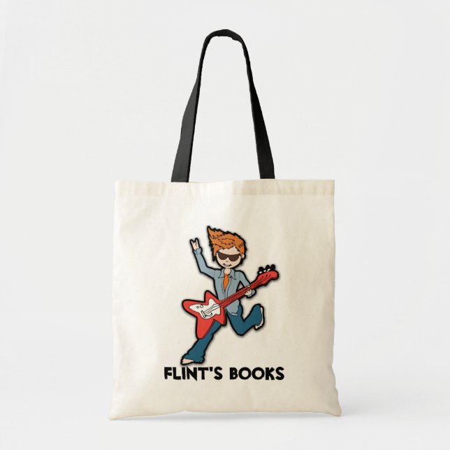 Bolsa Tote Saco de livro rockstar da biblioteca da guitarra (Frente)