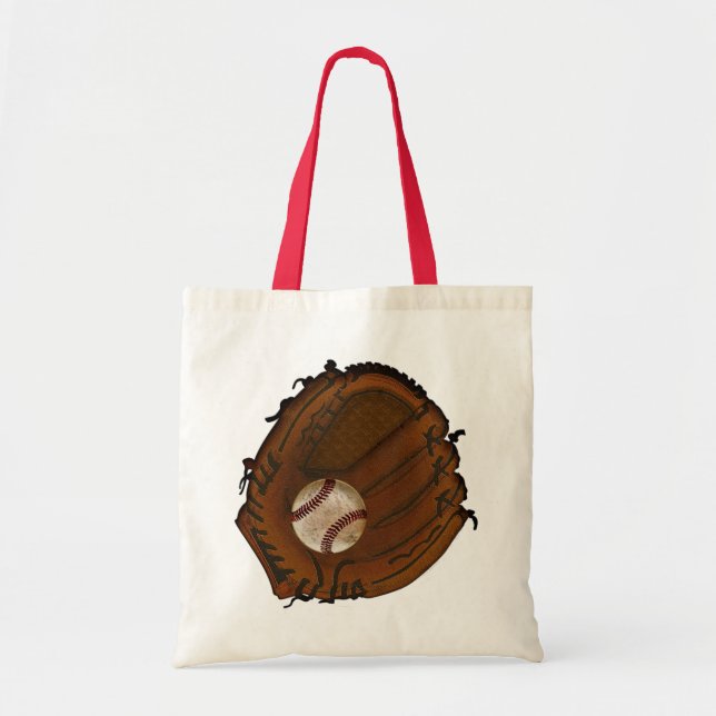Bolsa Tote Saco de Lona com Beisebol e Luvas Antigos (Frente)