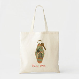 Bolsa Tote Saco de Lona com Chave de Hotel Vintage com Nome P