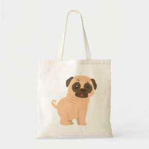 Bolsa Tote Saco de lona de desenho animado de cachorro Pug en