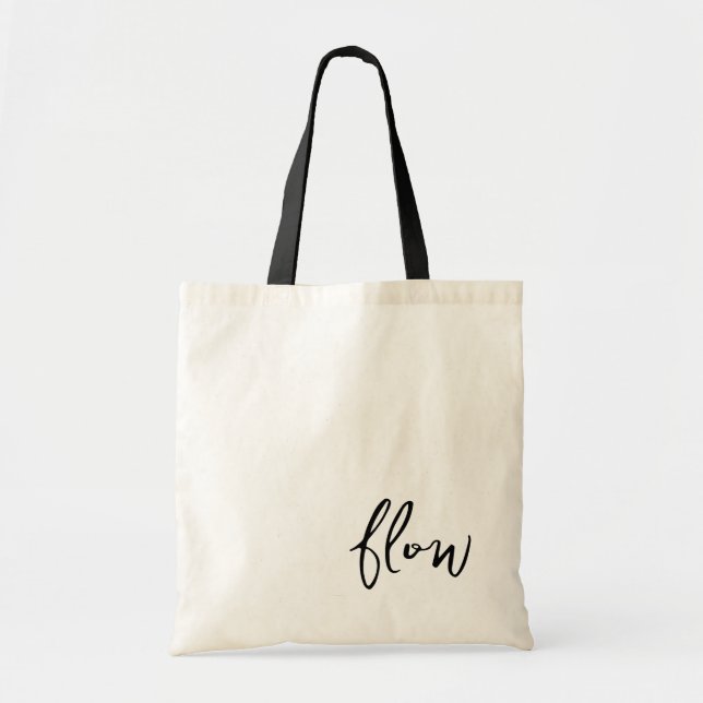 Bolsa Tote Saco de lona de estúdio de Yoga Flow Script Preto  (Frente)