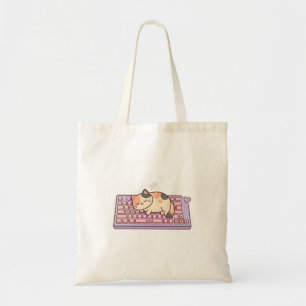 Bolsa Tote Saco de Lona Gato no Teclado Kawaii