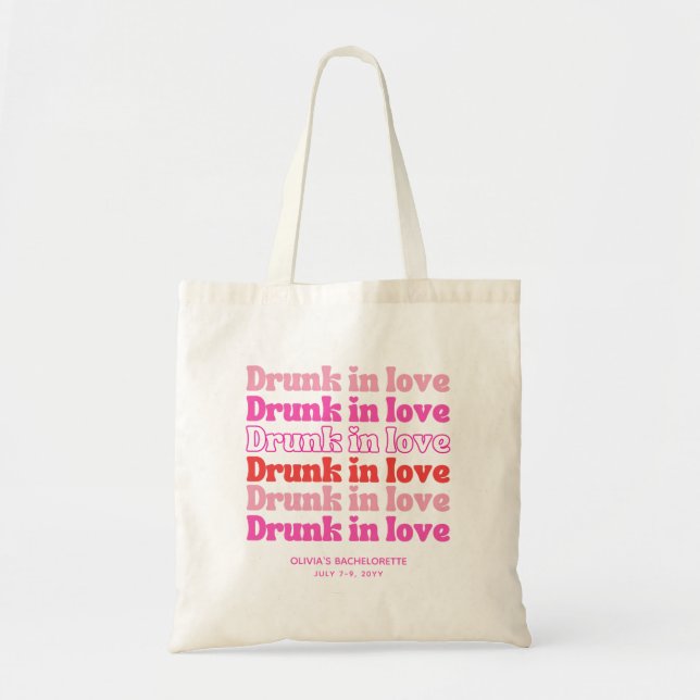 Bolsa Tote Saco de Madrinha Bêbada de Amor Rosa (Frente)