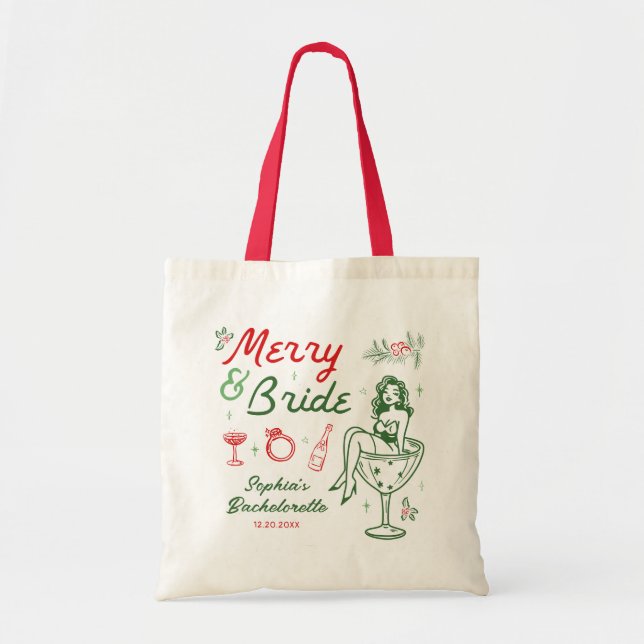Bolsa Tote Saco de Madrinha de Casamento de Natal Alegre e No (Frente)