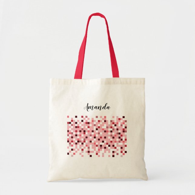 Bolsa Tote Saco de madrinha personalizado, mosaico vermelho,  (Frente)