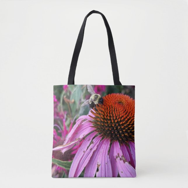 Bolsa Tote Saco de mão Abelha & Flor Rosa (Frente)