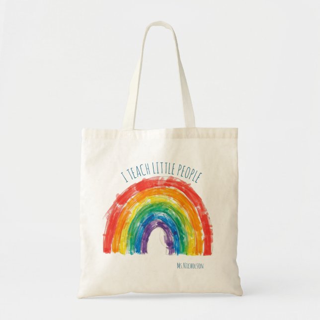 Bolsa Tote Saco de mão arco-íris para professor Presente para (Frente)