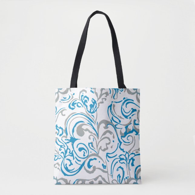 Bolsa Tote Saco de mão- azul abstrato (Frente)
