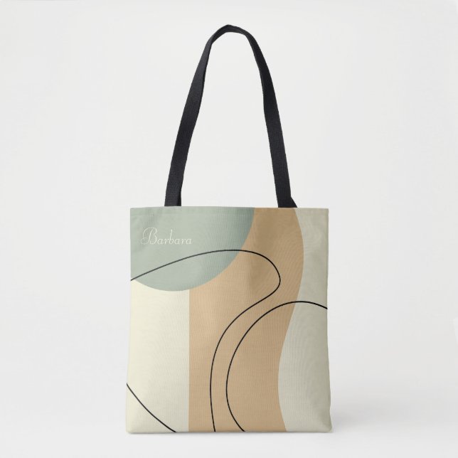 Bolsa Tote Saco de mão bege abstrato personalizado (Frente)