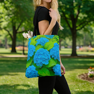 Bolsa Tote Saco de mão Blue Hydrangeas