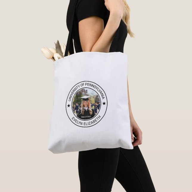 Bolsa Tote Saco de mão branco médio com design redondo clássi (Close Up)