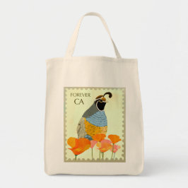 Bolsa Tote Saco de mão California Poppy e Quail