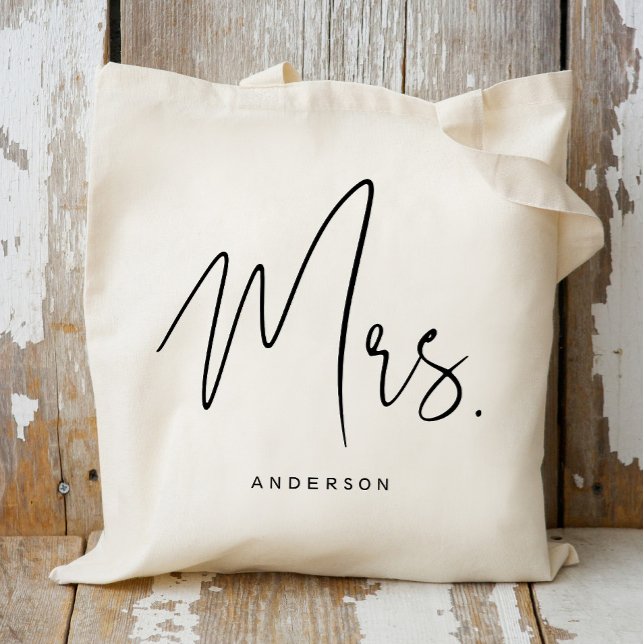 Bolsa Tote Saco de mão "Calligraphy Mrs. Bride to Be" (Criador carregado)