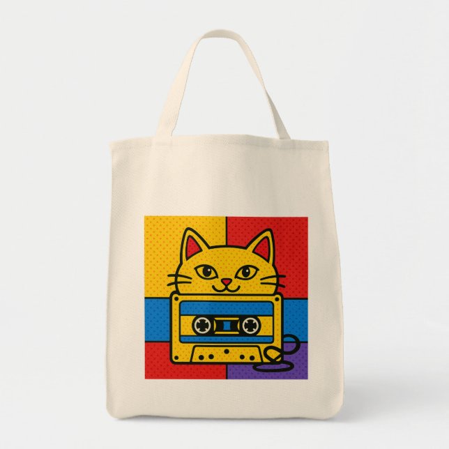 Bolsa Tote Saco de mão Catsette do Wonky Zoo (Frente)