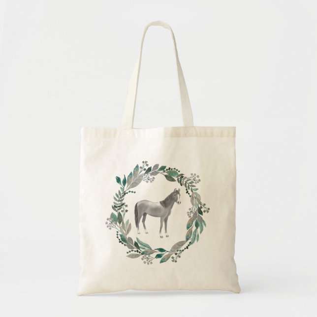 Bolsa Tote Saco de mão Cavalo Cinza (Frente)