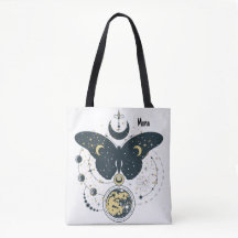 Saco de mão com borboleta mística e céu