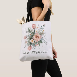 Bolsa Tote Saco de Mão com Buquê de Tulipas em Aquarela Melho