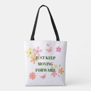 Bolsa Tote Saco de mão com Citação Motivacional e Flores Past