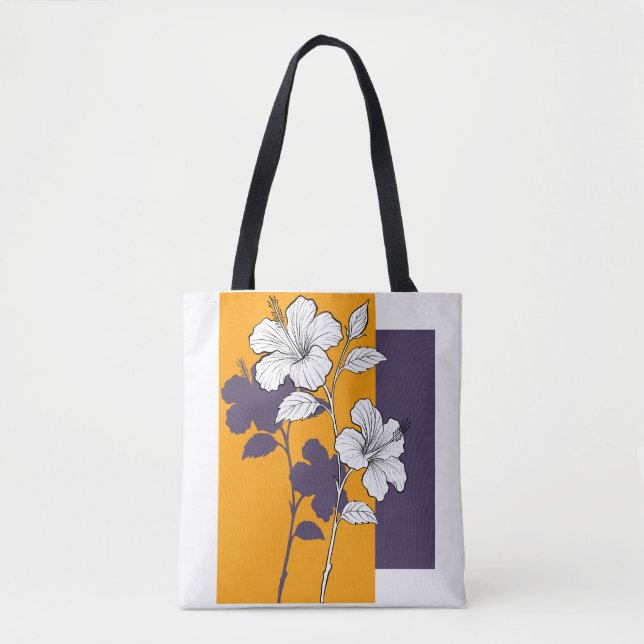 Bolsa Tote Saco de mão com contraste de jardim âmbar (Frente)