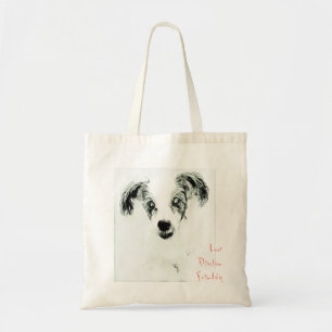 Bolsa Tote Saco de mão com esboço de cachorro de Amor, Devoçã
