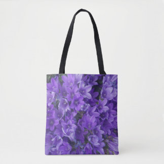 Bolsa Tote Saco de mão com flores roxas de campainha