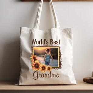 Bolsa Tote Saco de mão com foto da melhor avó do mundo
