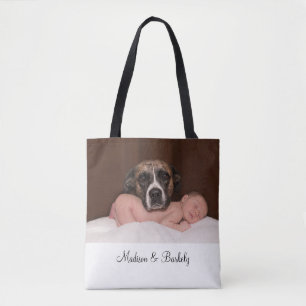 Bolsa Tote Saco de mão com foto personalizada de bebê e cacho