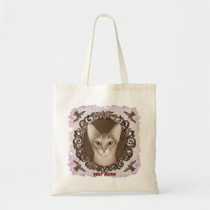 Bolsa Tote Saco de mão com gato abissínio ornamentado