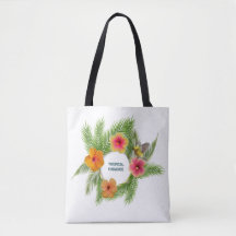 Saco de mão com grinalda floral de hibisco tropica