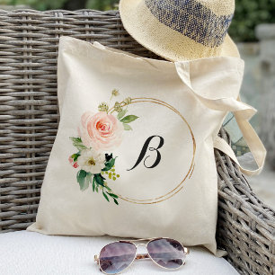 Bolsa Tote Saco de mão com grinalda floral personalizada para