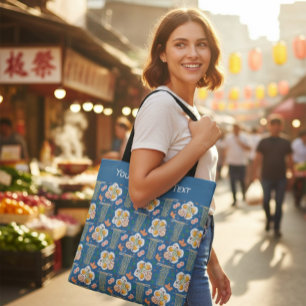Bolsa Tote Saco de mão com ilustração de comida asiática pers