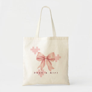Bolsa Tote Saco de mão com Laço de Aquarela Rosa Pastel