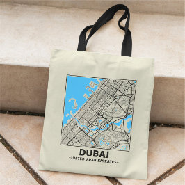 Bolsa Tote Saco de mão com mapa da cidade de Dubai, Emirados 