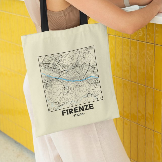 Bolsa Tote Saco de mão com mapa da cidade de Florença, Itália (Criador carregado)
