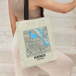 Bolsa Tote Saco de mão com mapa da cidade de Hanói, Vietnã