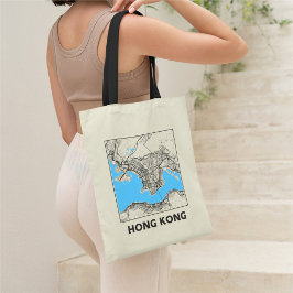 Bolsa Tote Saco de mão com mapa da cidade de Hong Kong
