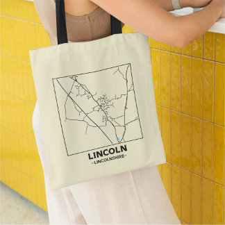 Bolsa Tote Saco de mão com mapa da cidade de Lincoln, Lincoln