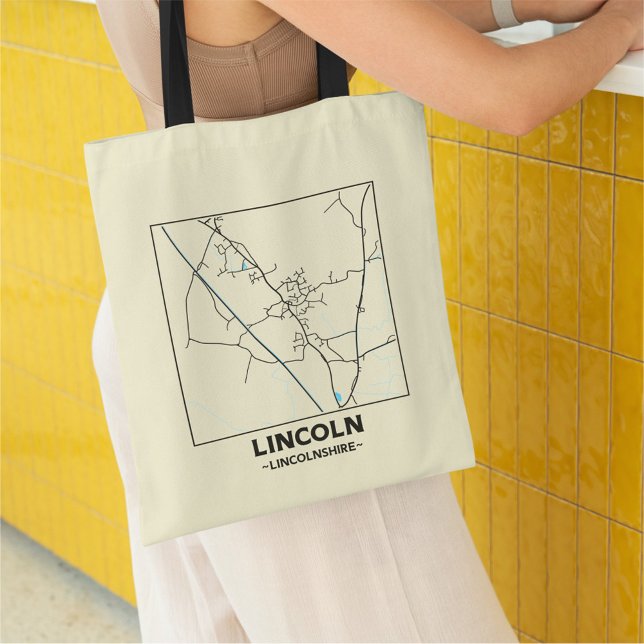 Bolsa Tote Saco de mão com mapa da cidade de Lincoln, Lincoln (Criador carregado)