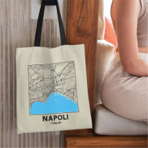 Saco de mão com mapa da cidade de Nápoles, Itália
