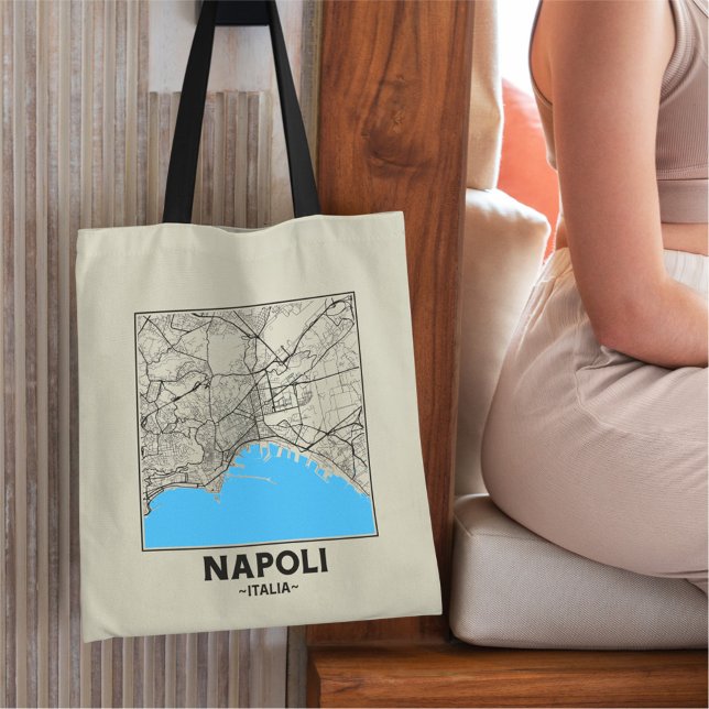 Bolsa Tote Saco de mão com mapa da cidade de Nápoles, Itália (Criador carregado)