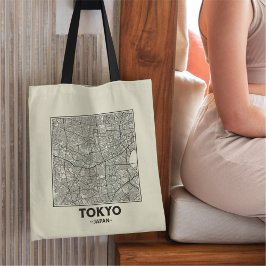 Bolsa Tote Saco de mão com mapa da cidade de Tóquio, Japão