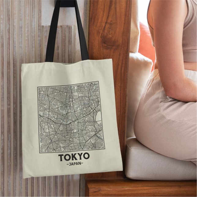 Bolsa Tote Saco de mão com mapa da cidade de Tóquio, Japão (Criador carregado)
