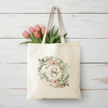 Saco de Mão com Monograma de Nome Floral Personali