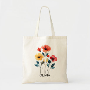Bolsa Tote Saco de mão com nome de madrinha Wildflower