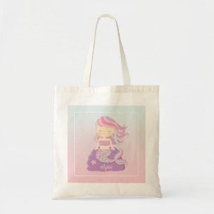 Bolsa Tote Saco de mão com nome de menina sereia fofa com omb