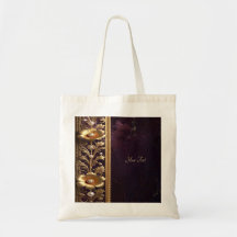 Saco de Mão com Ornamento Floral Dourado com Pérol