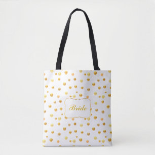 Bolsa Tote Saco de Mão com Pontos Gold Noiva