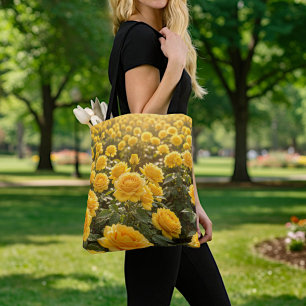 Bolsa Tote Saco de mão com rosas amarelas