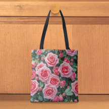 Saco de mão com rosas rosa